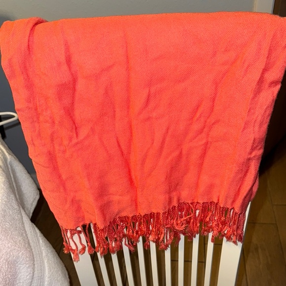 Accessories - Vibrant Orange Scarf with Fringe